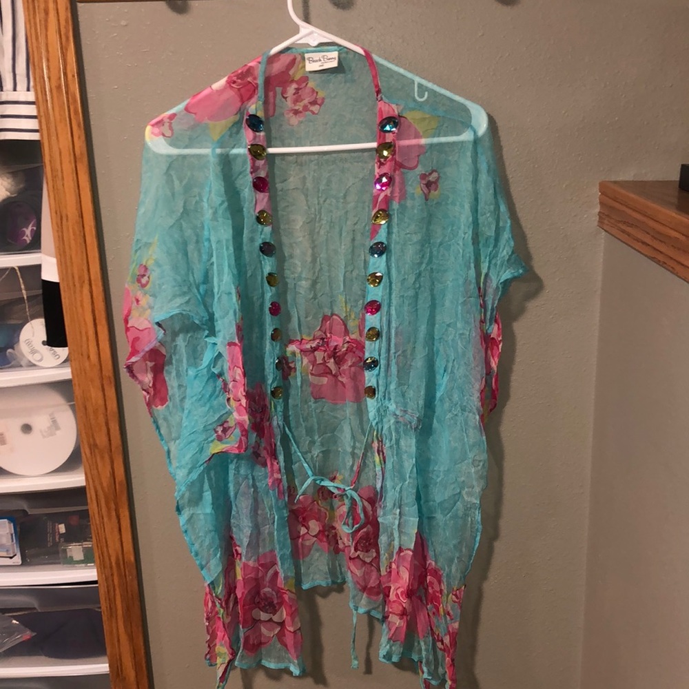 Rare beach bunny cover up 100% silk